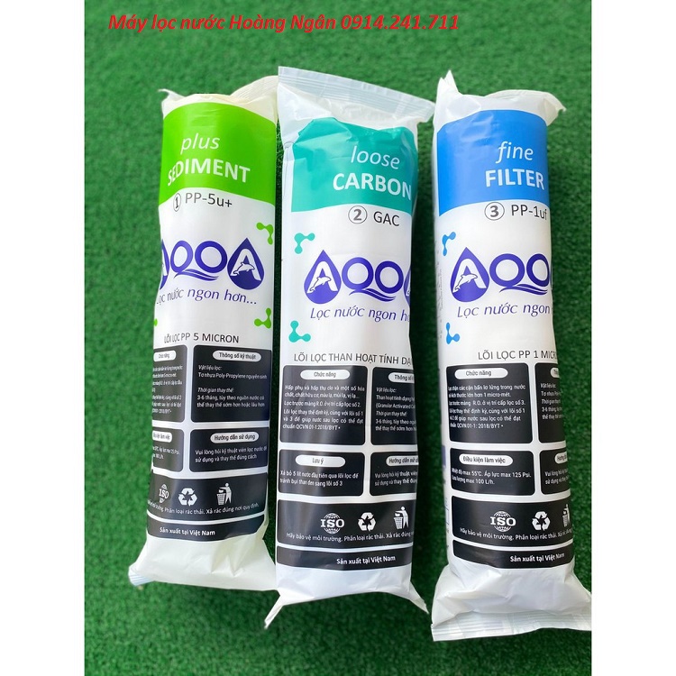 (Canh SALE) Bộ lõi lọc Aqua,Combo 3 lõi lọc 123 chính hãng,quét mã QR,check code