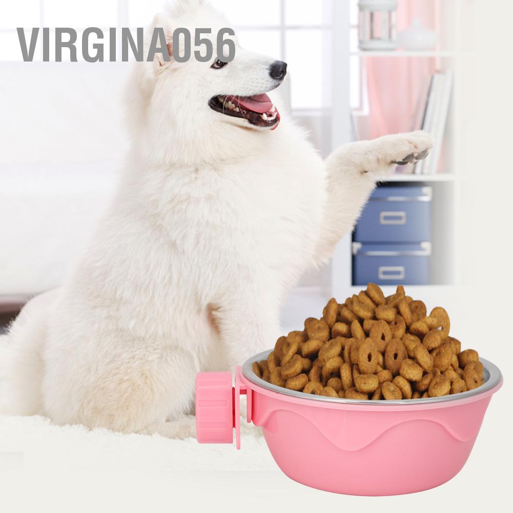 Hàng Hot Chó mèo Treo máng ăn Bát nước bằng thép không gỉ Cún con Hàng giao ngayVirgina056