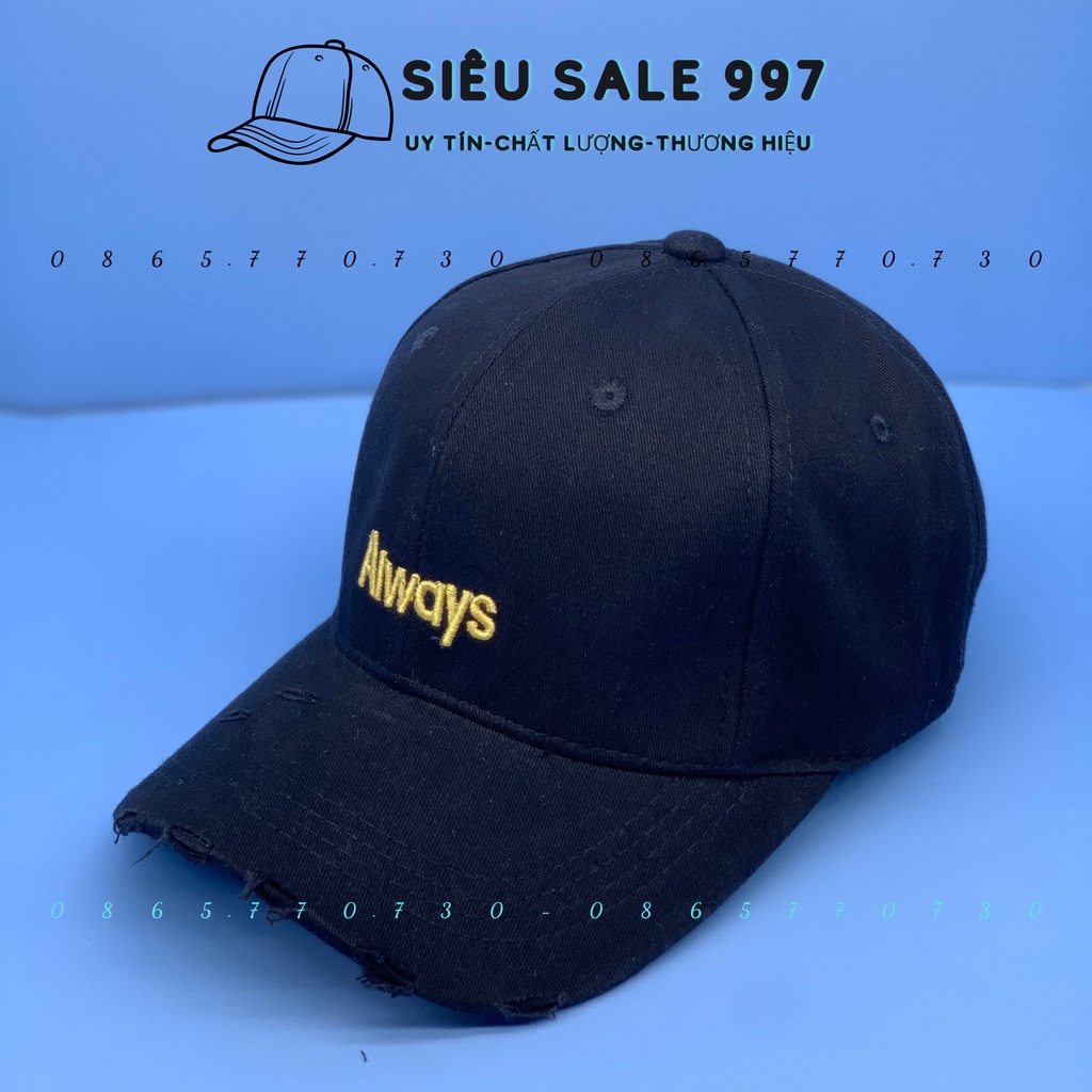 NÓN LƯỠI TRAI NHUNG ALWAYS RÁCH NHẸ CÁ TÍNH THỜI TRANG NAM NỮ ĐẸP