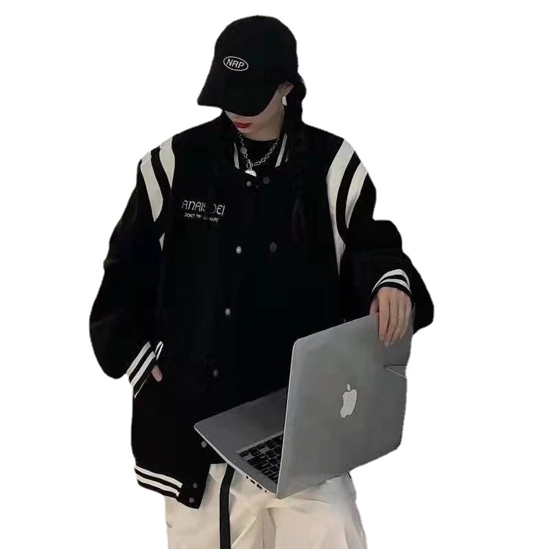 Áo khoác bomber tay dài dáng rộng in chữ phong cách hàn quốc thời trang mùa đông cho nam và nữ size S-3XL