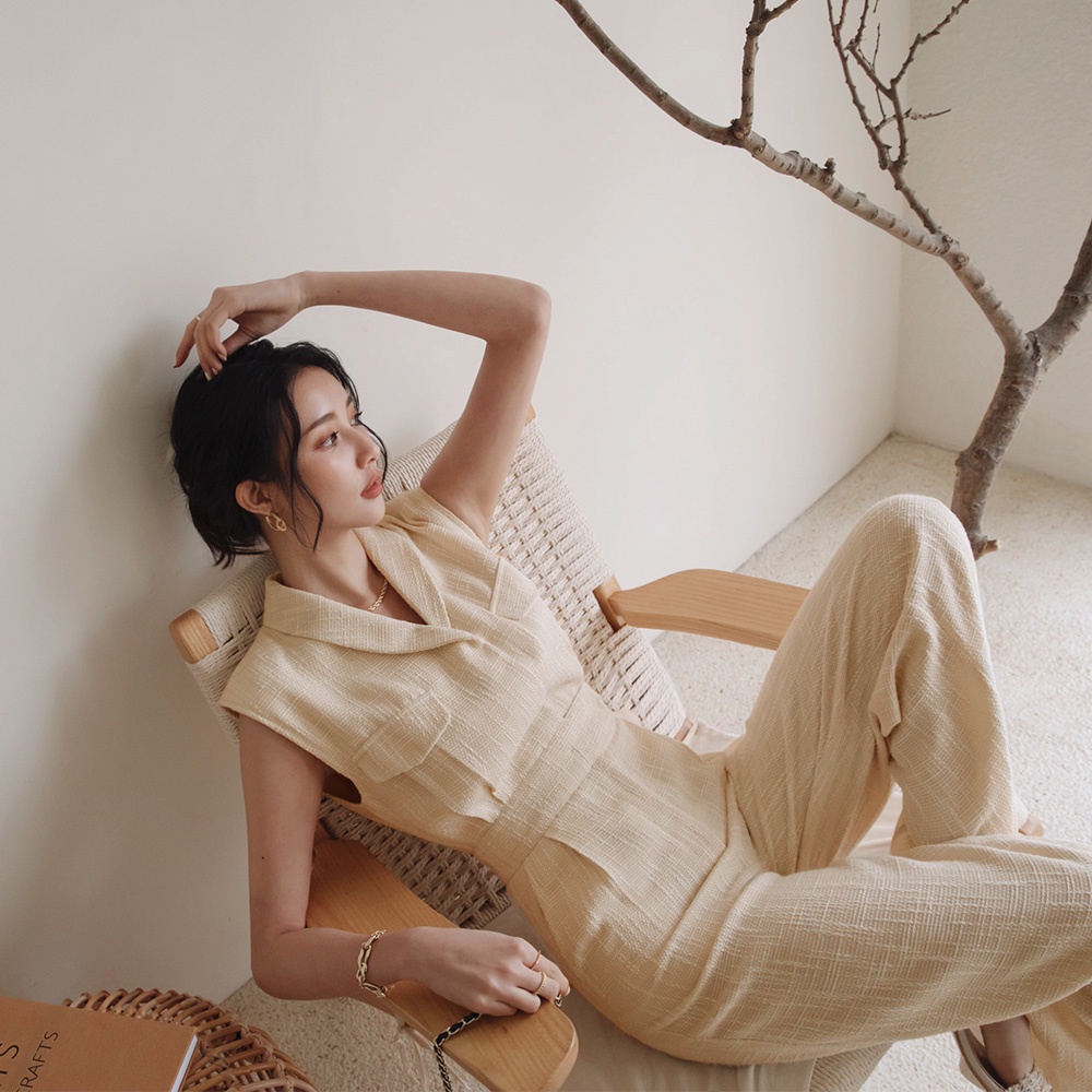 Jumpsuit dài sát nách có đệm vai nữ Air Space Lady 2211828003