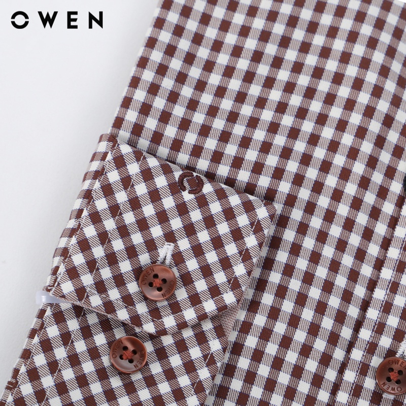 Áo sơ mi dài tay Nam Owen Bamboo Slim Fit màu Nâu trắng - AS23368D