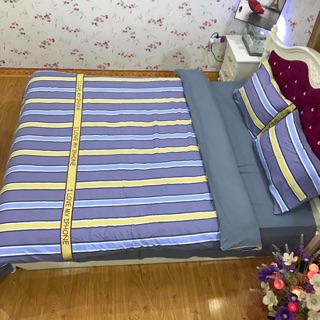 Trọn bộ vỏ chăn ga gối vải đũi nhập khẩu
