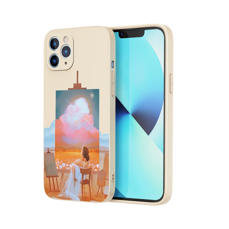 Ốp lưng iphone Ốp điện thoại Suntaiho silicon mềm họa tiết phong cảnh núi thích hợp cho iPhone 13 12 11 Mini Pro X XR XS Max 7 8 Plus
