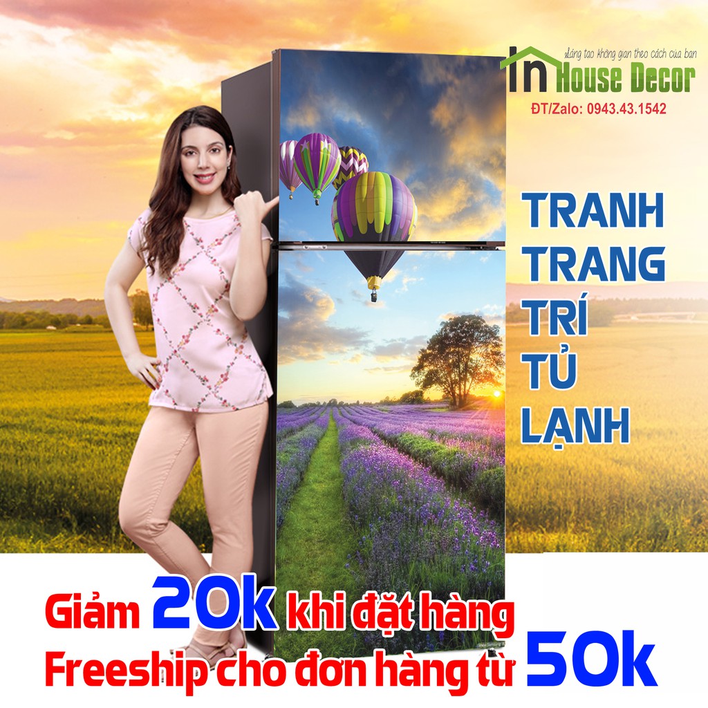 (Tặng Tấm Phủ Tủ Lạnh) Miếng Dán Tủ Lạnh Chống Thấm Nước - Phù Hợp Mọi Loại Tủ - Khinh Khí Cầu