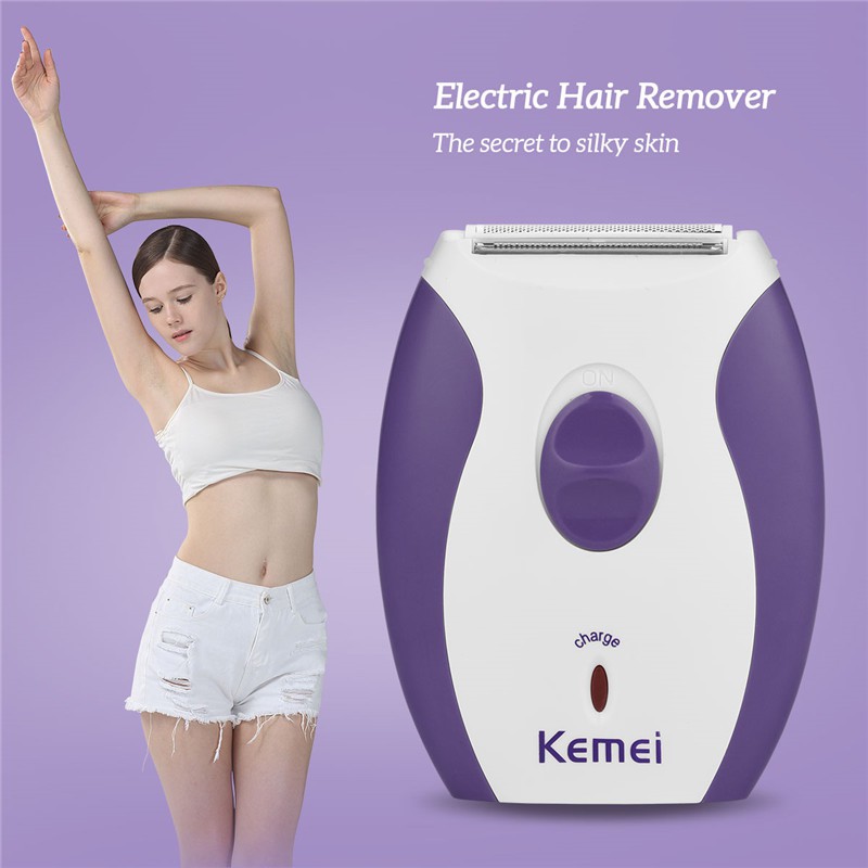 Tông đơ cạo lông điện nữ Kemei có thể sạc lại cho khuôn mặt/cơ thể/chân/cánh tay/vùng bikini/lưng/cổ không đau