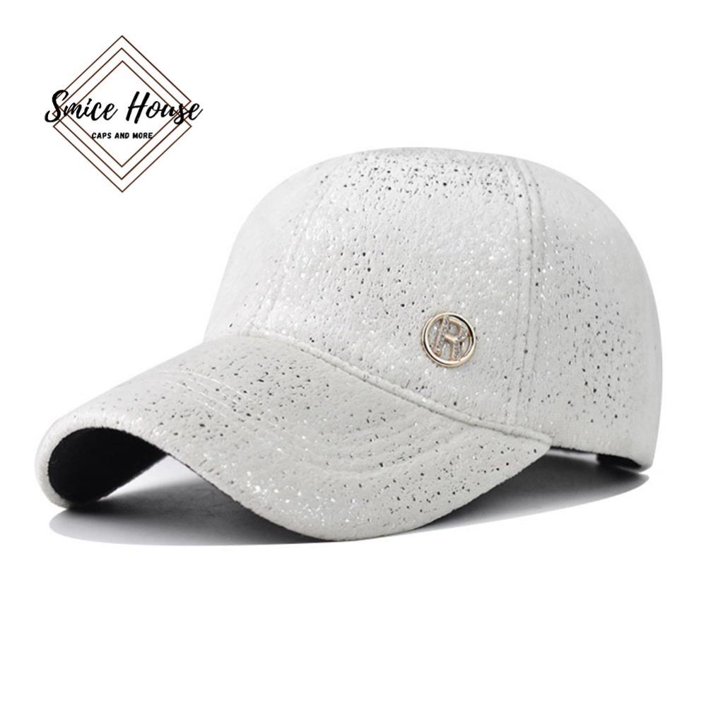 Nón lưỡi trai bông nhũ logo chữ R vàng đính hạt lấp lánh hàng cao cấp dành cho cả nam và nữ- mũ thu đông