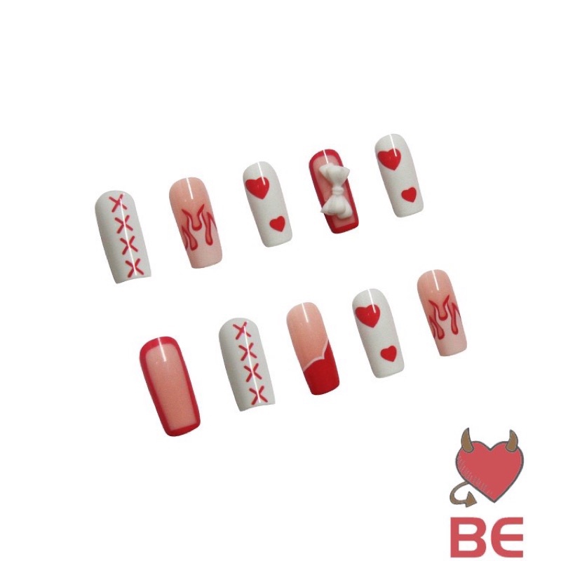 [Hàng mới về]Bộ 24 móng giả đính charm hoạ tiết siêu cưng