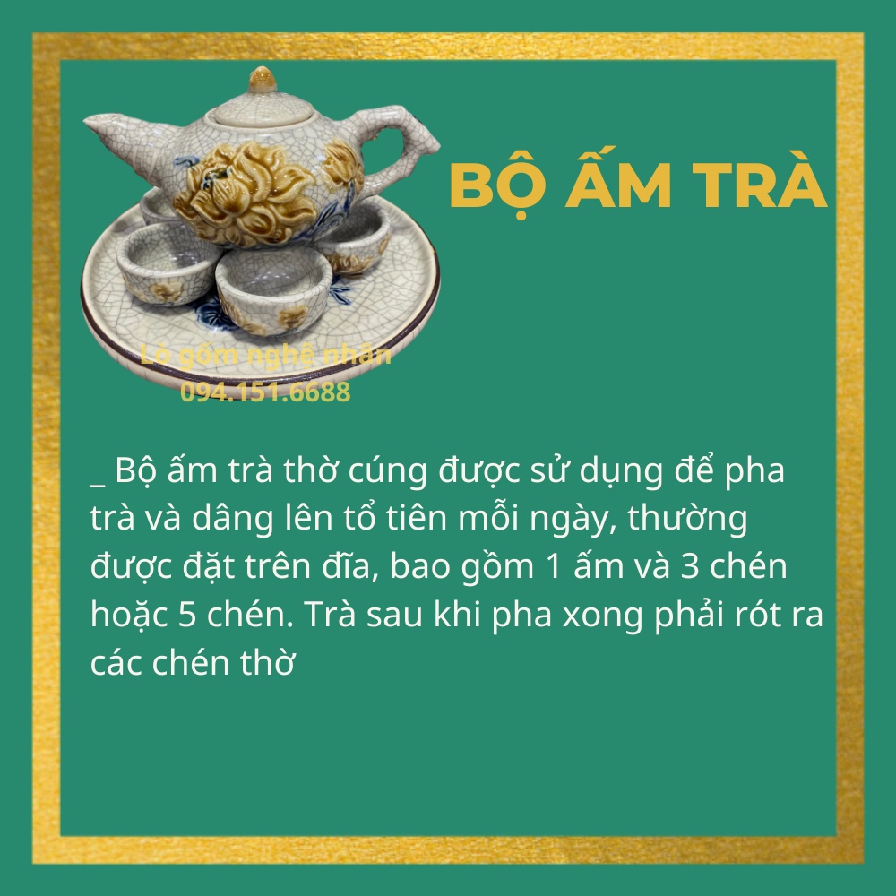 Ấm Chén Men Rạn Đồ Thờ Cúng Bát Tràng - hàng chuẩn Đồ thờ gốm Bát Tràng - Nghệ nhân chế tác