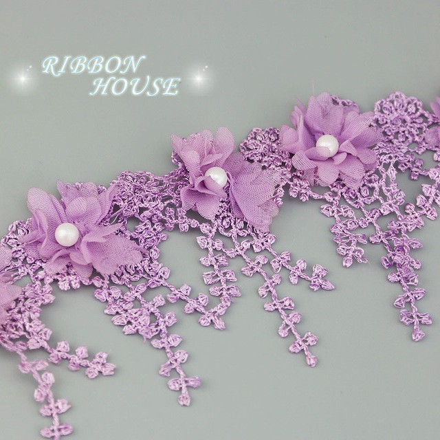 Dây ruy băng họa tiết cánh hoa 1 yard kích thước 80mm