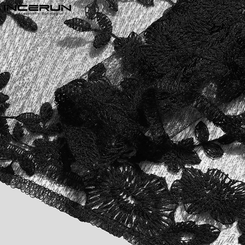 Áo ngắn INCERUN không tay họa tiết hoa thời trang cho nam