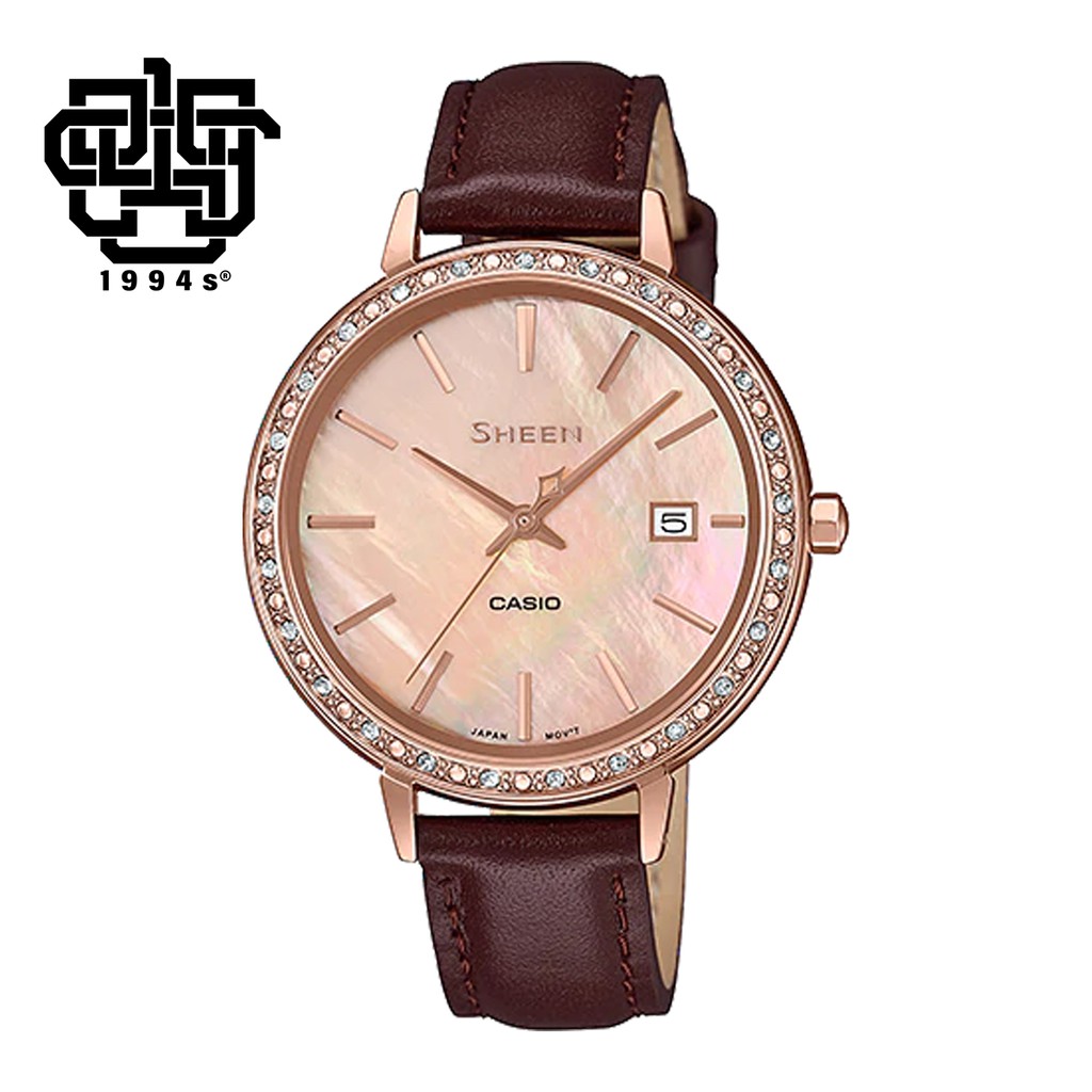 ĐỒNG HỒ THỜI TRANG NỮ SHEEN SHE-4052PGL-4A DÂY DA