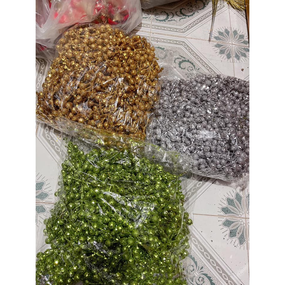 Cành quả sung nhũ kim tuyến trang trí oản, tháp bánh, tháp nước, tháp tỏi, làm vòng nguyệt quế | Phụ kiện trang trí