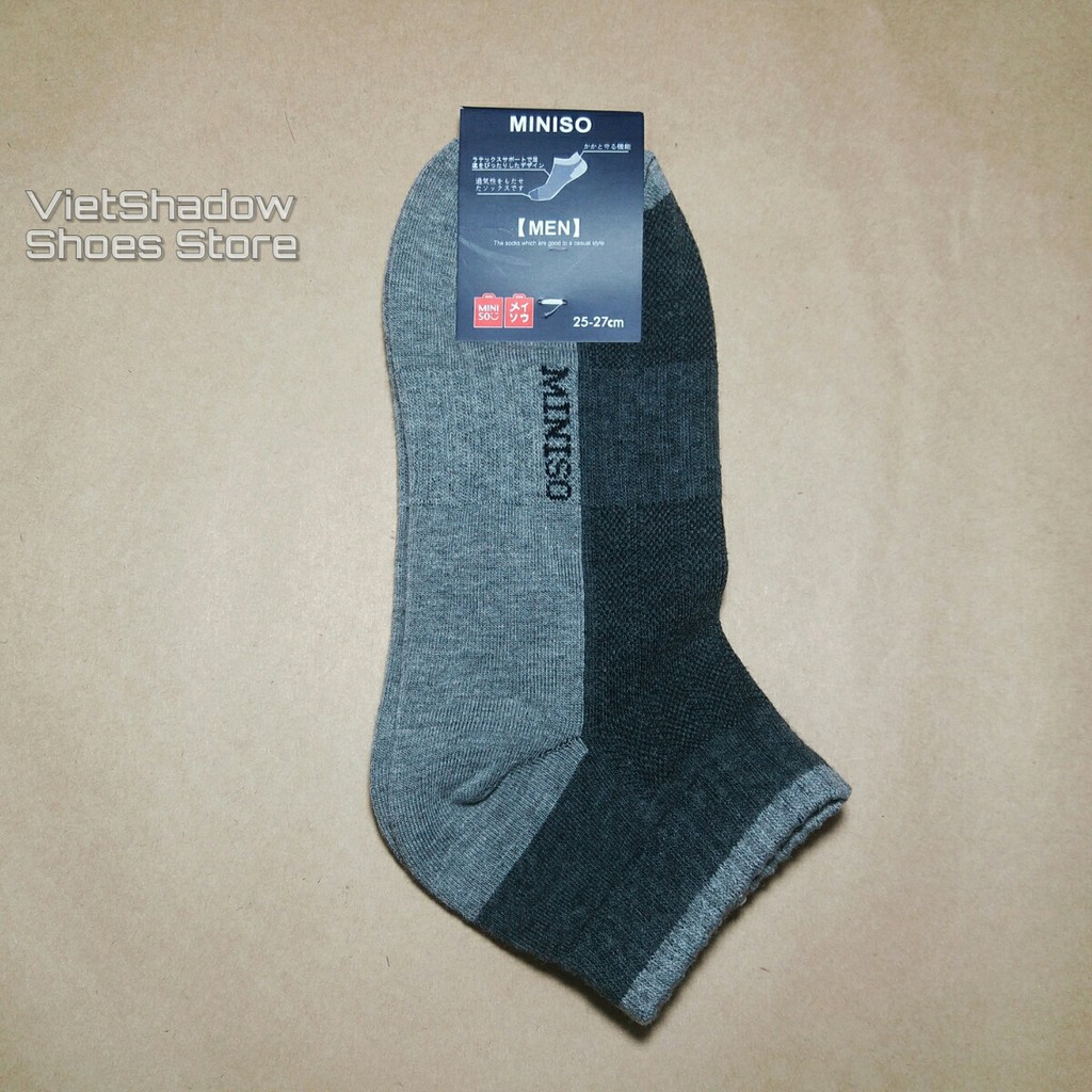 [Combo 5 đôi] Tất nam Miniso cổ ngắn - Chất liệu cotton - Hàng Nhật