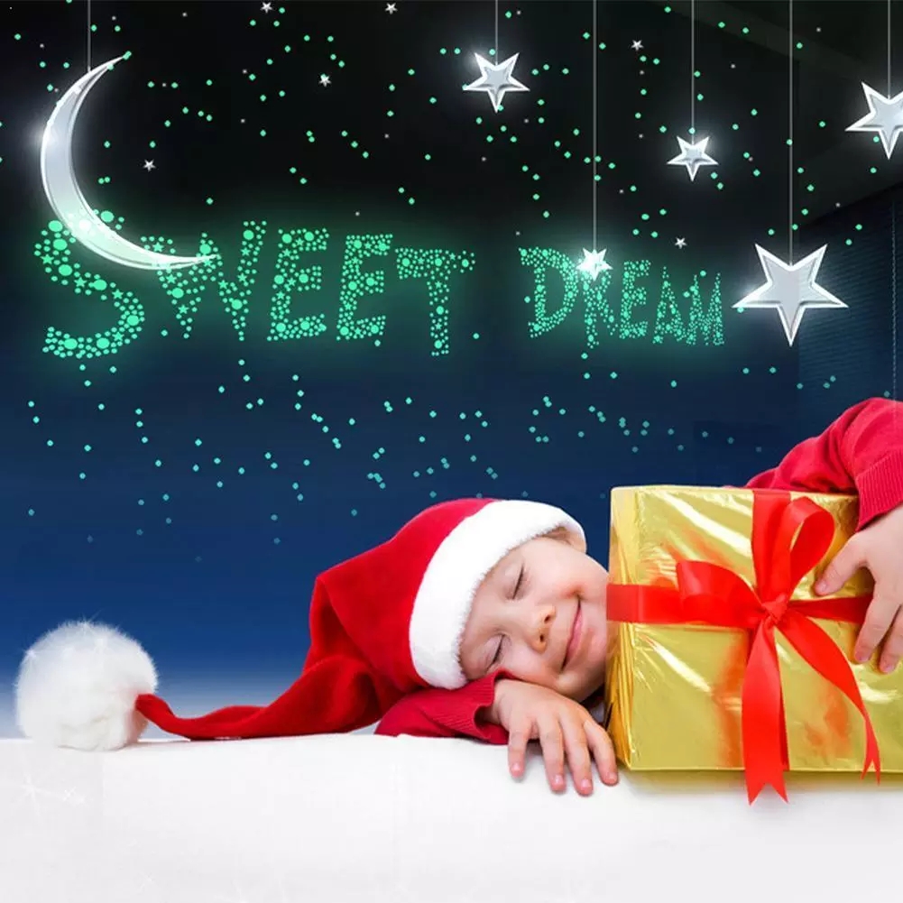 Miếng Dán Màu Dạ Quang Hình Ngôi Sao / Chấm Bi 3d Đẹp Mắt