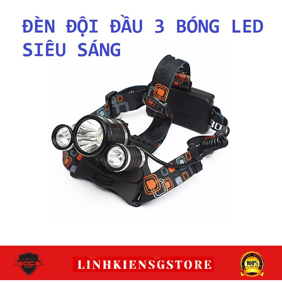 Đèn đội đầu 3 bóng led siêu sáng T6