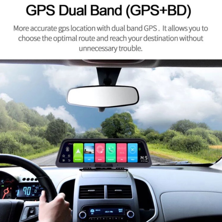 Camera hành trình đặt taplo ô tô Phisung Q98, màn hình LCD 10'' inch, Rom 32G, RAM 2GB, android 8.1, tích hợp camera sau