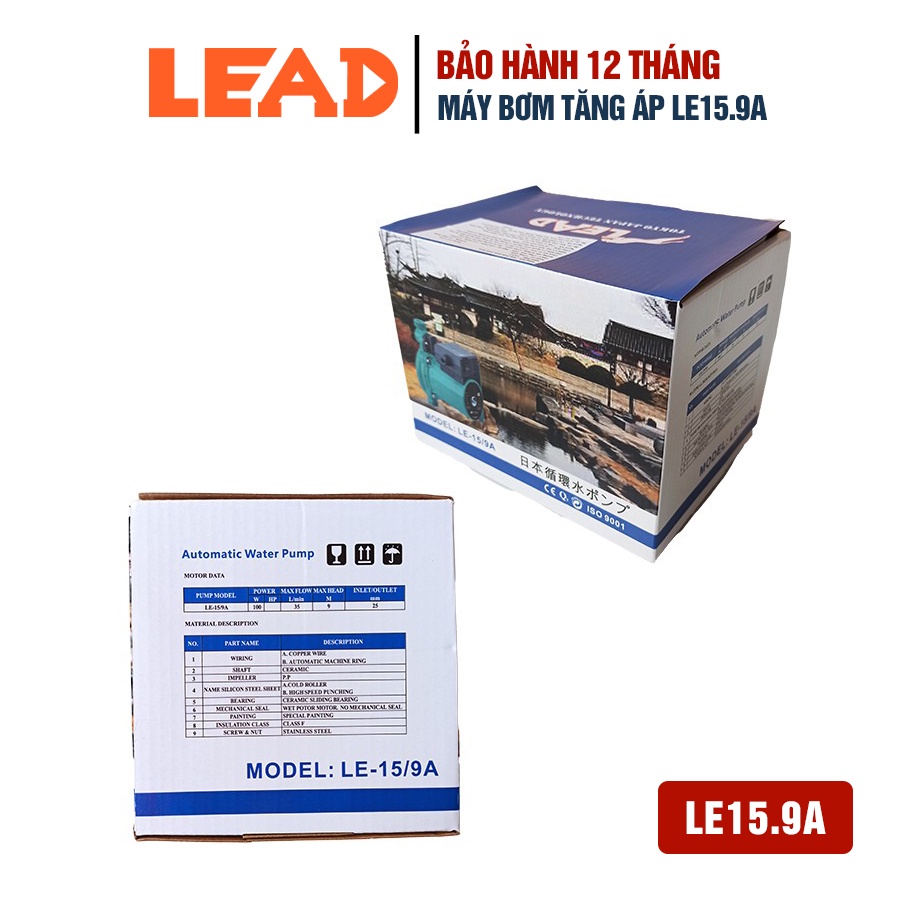 Máy bơm tăng áp tự động LEAD LE15.9A công suất 100W chuyên dùng cho máy giặt, nóng lạnh