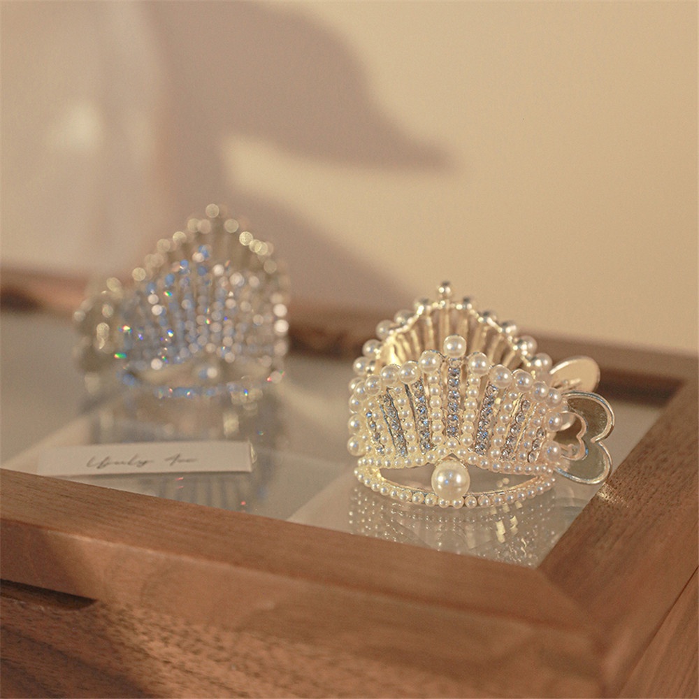 trâm cài tóc Kẹp Tóc Hình Vương Miện Đính Đá Ngọc Trai Nhân Tạo Phong Cách Hàn Quốc Thời Trang Mùa Hè Cho Nữ