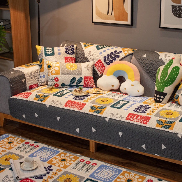 Đệm Lót Ghế Sofa Vải Da Cotton Chống Trượt Phong Cách Bắc Âu Hiện Đại