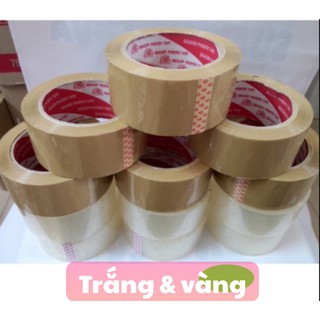 Băng Keo Trong Dán Thùng 200 Yard Vàng - Trắng