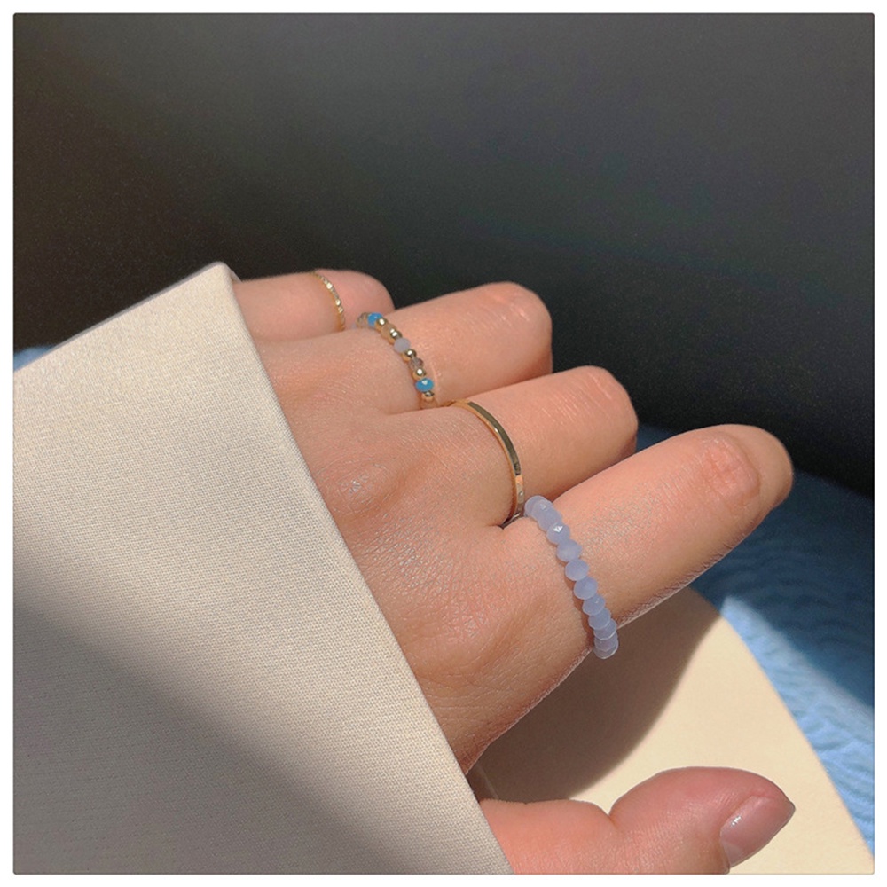 Bộ 4 Nhẫn Kim Loại Đính Pha Lê Nhiều Màu Sắc Phong Cách Cổ Điển Thời Trang Dành Cho Nữ