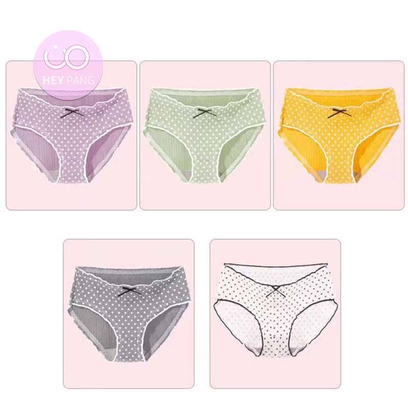 Quần lót nữ cotton chấm bi viền bèo nhún  HEYPANG phối ren nơ ngọt ngào chất liệu cao cấp co dãn VN038