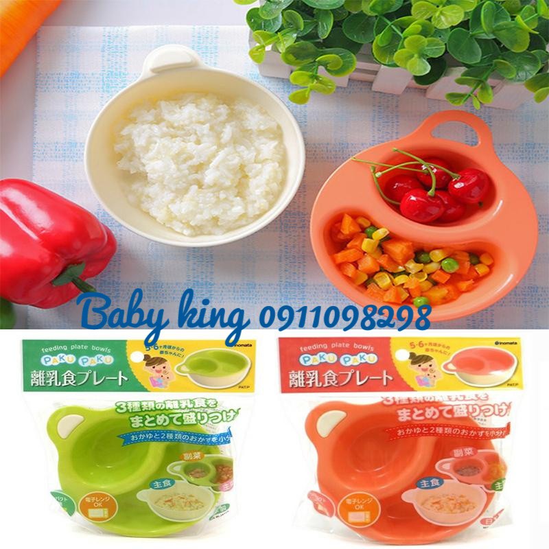 Bộ Chén Ăn Dặm Chia Ngăn Paku Inomata Cho Bé -Nhật Bản
