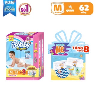 Tã quần bobby m62/l54/xl48 tặng 8 miếng
