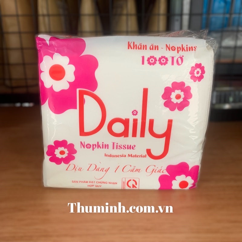 Khăn Giấy Ăn Daily Bịch 100 Tờ Tiện Lợi