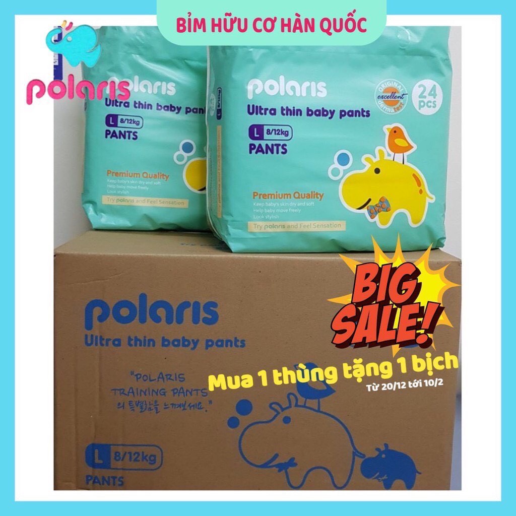 (Combo 1 thùng 4 bịch) Bỉm Dán/Quần Polaris nội địa hàn đủ size(S34/M32/L30/LQ24/XLQ22/XXL20/XXXL18)