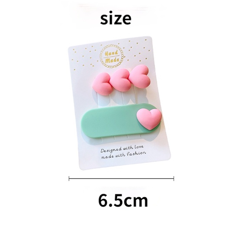 Kẹp tóc trái tim đơn giản màu sắc ngọt ngào phong cách Hàn Quốc cho nữ