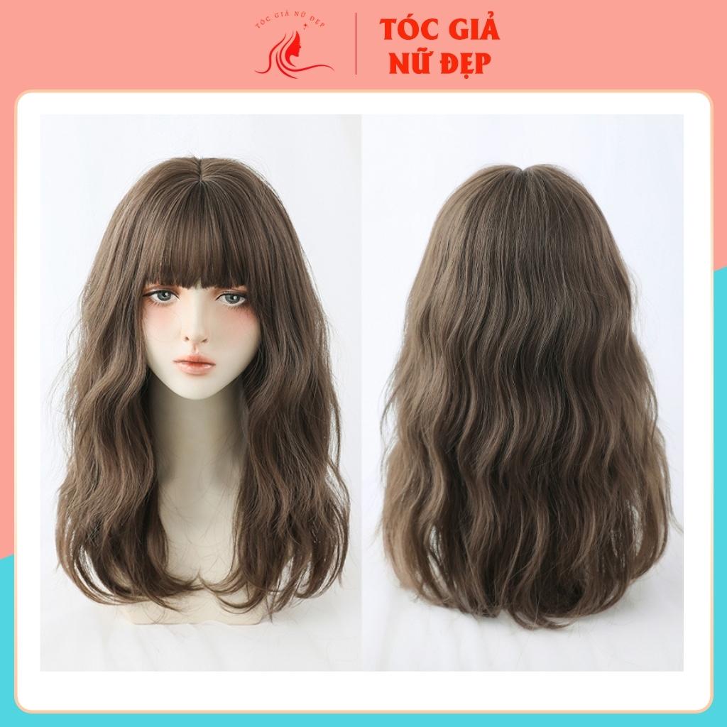 Tóc giả nữ nguyên đầu xù dợn sóng, T60F, tặng kèm lưới trùm