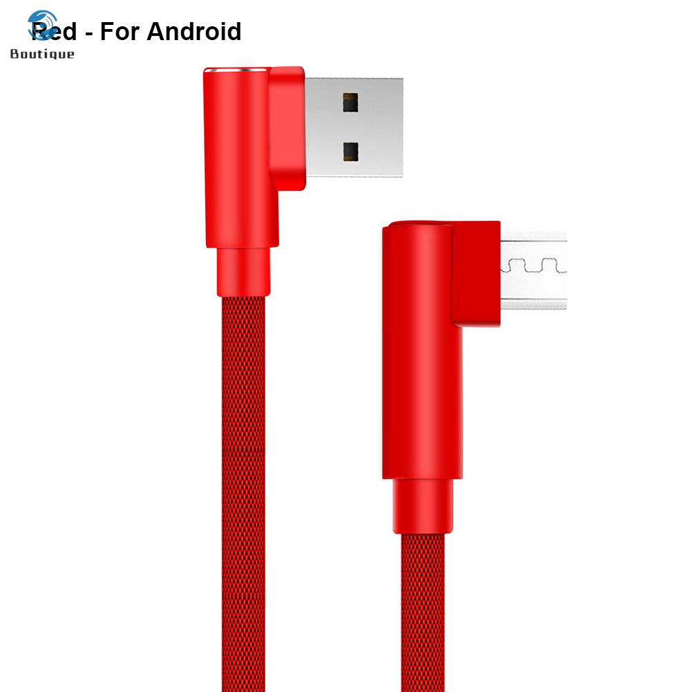 Cáp sạc nhanh USB loại C bo góc chữ L 90 độ dạng bện cho điện thoại iPhone Android