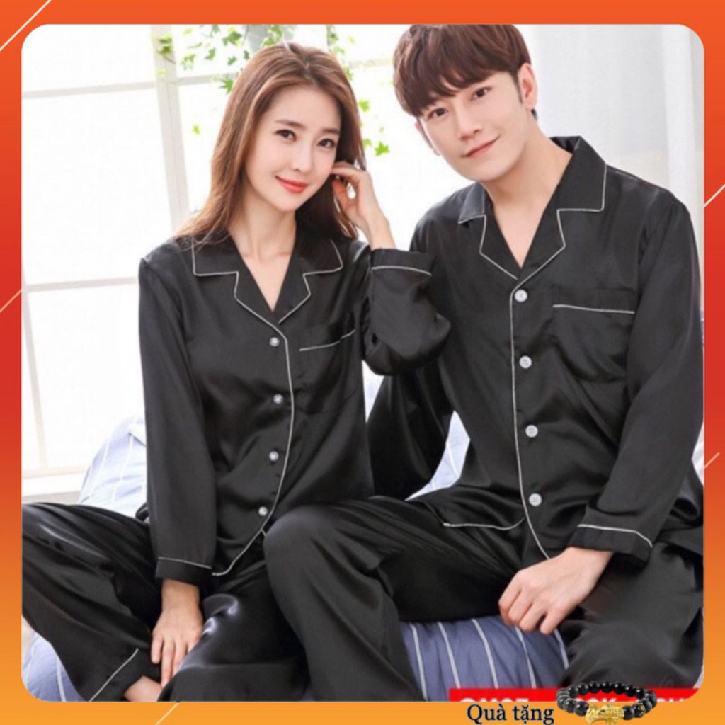 [freeship 50k] bộ pijama Nam, Nữ dài tay chất liệu vải lụa satin cao cấp có ảnh thật + video | BigBuy360 - bigbuy360.vn