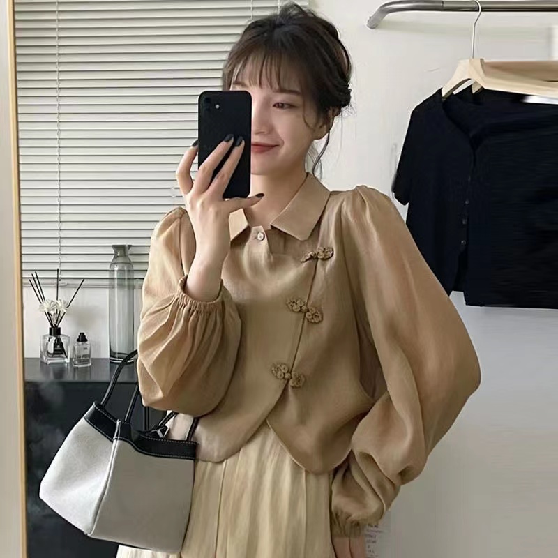 Áo Sơ Mi Tay Dài Có Cổ Thời Trang Hàn Quốc Dành Cho Nữ