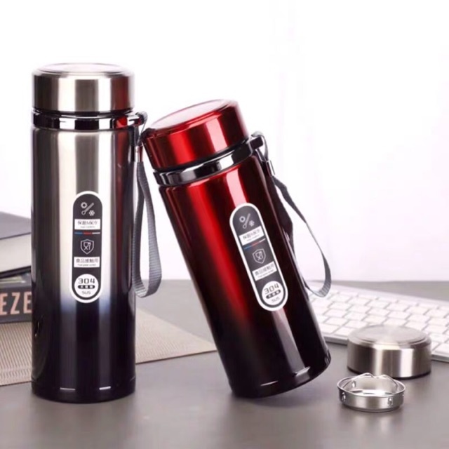Bình Giữ Nhiệt 800,1000ml Inox 304 2 Lớp Giữ Nhiệt Tối Ưu 10h Tặng Kèm Lưới Lọc Trà Và Dây Treo Giao Màu Ngẫu Nhiên