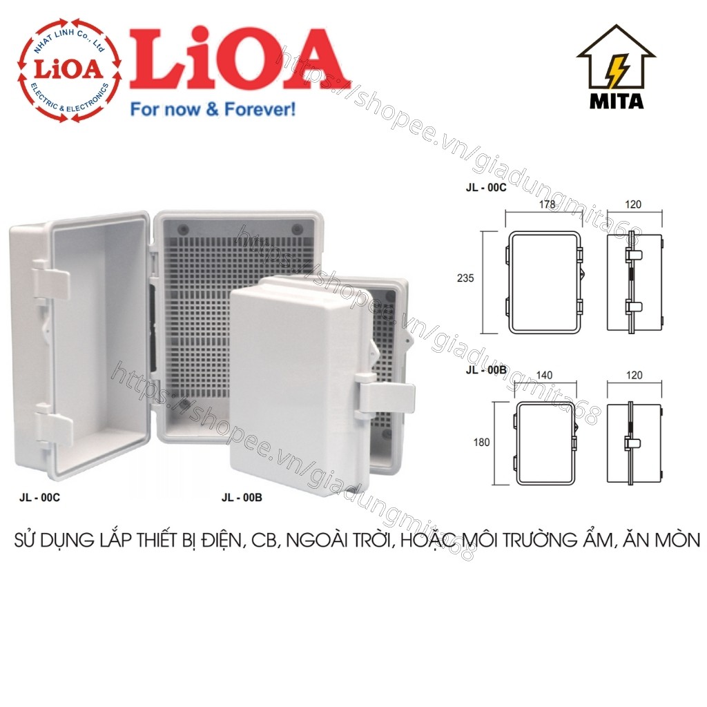 Tủ điện nhựa ngoài trời Lioa JL-00C (loại lớn) & JL-00B (loại nhỏ) - Tủ điện chống nước - Hộp Kỹ Thuật LiOA - MITA