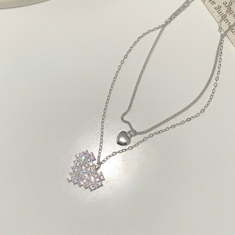 Dây chuyền mặt tim đính đá dễ thương