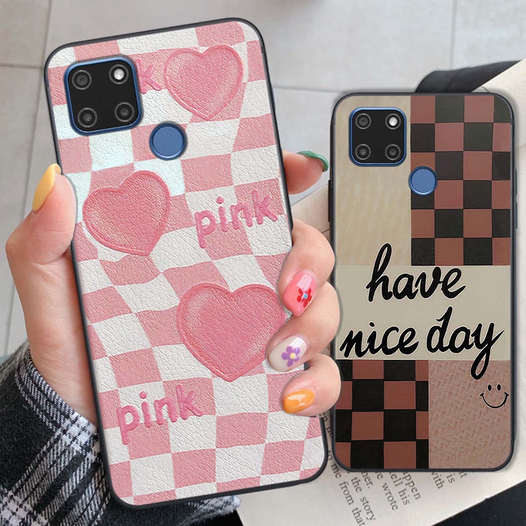 Ốp Realme C12 / C15 caro trái tim cá tính, thời trang siêu đẹp, siêu phong cách