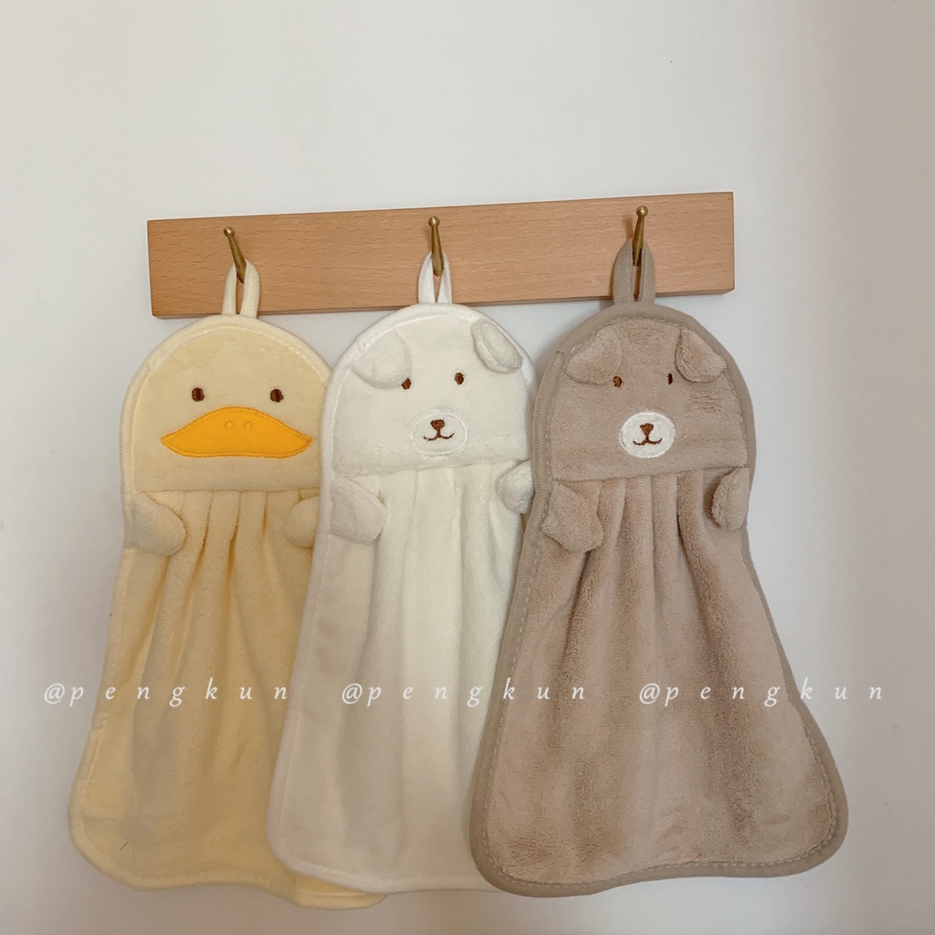 Khăn lau tay vải nhung san hô hình gấu dễ thương thấm hút tốt khăn lau tay gấu dâu