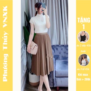 Chân váy xếp ly PHƯƠNG THÚY VNXK - Chân váy xếp ly dài midi chất siêu đẹp siêu rẻ