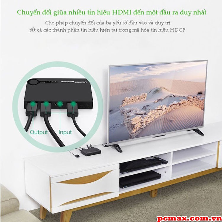 Switch gộp HDMI 3 vào 1 Full HD Ugreen 40234 - Hàng chính hãng