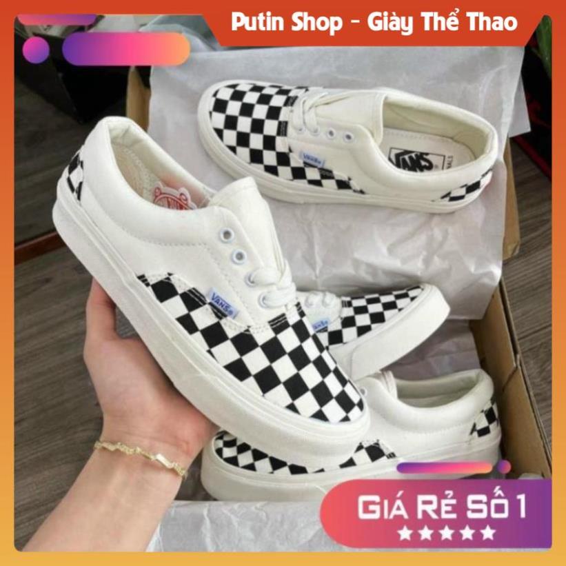 Giày Vans caro buộc dây hàng đẹp full box bill, Giầy Van lười, Vann old skoll