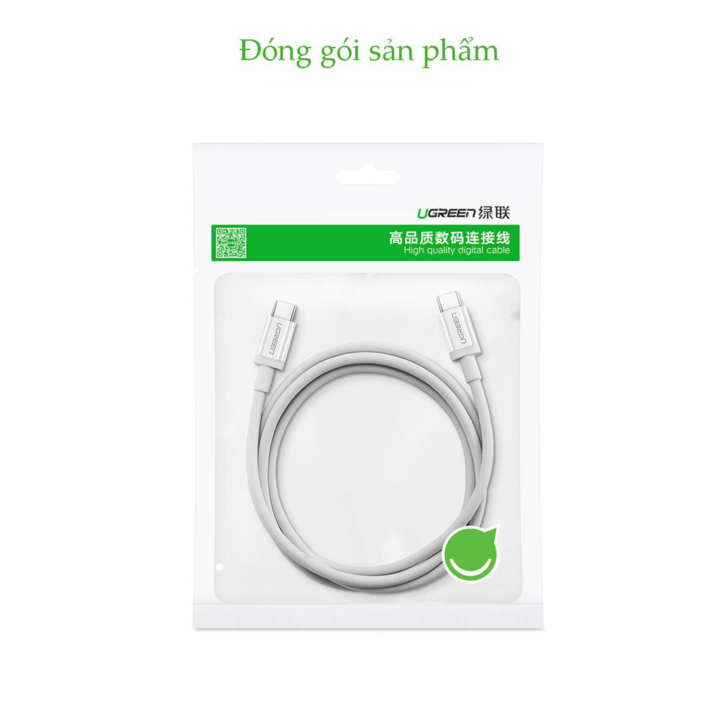 Cáp sạc nhanh USB-C sang USB-C, dòng 3A kết nối sạc và truyền dữ liệu, hỗ trợ sạc QC3.0 dài từ 0.5-2m UGREEN US264