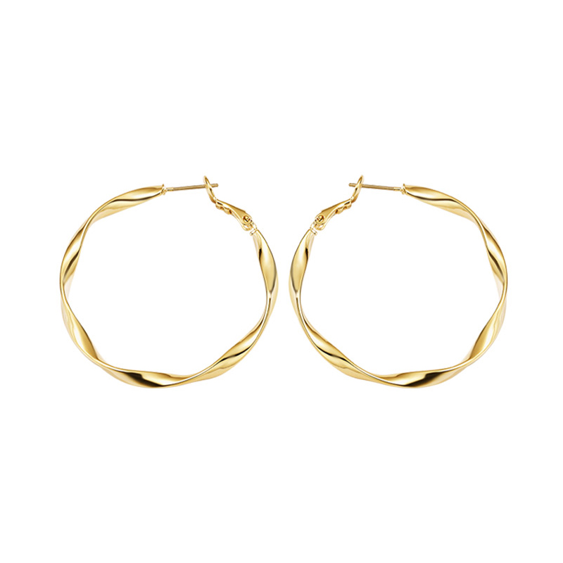 Vnox Khuyên Tai Tròn Bản Lớn Bằng Thép Không Gỉ 50mm