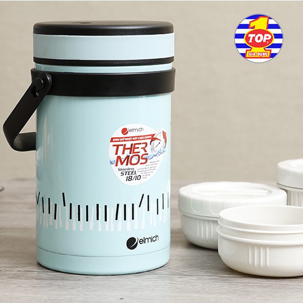 Bình Đựng Thức Ăn Giữ Nhiệt Elmich EL-7284 Dung TÍch 1500ml, Chống Bức Xạ Nhiệt Tuyệt Đối An Toàn - Hàng Chính Hãng.