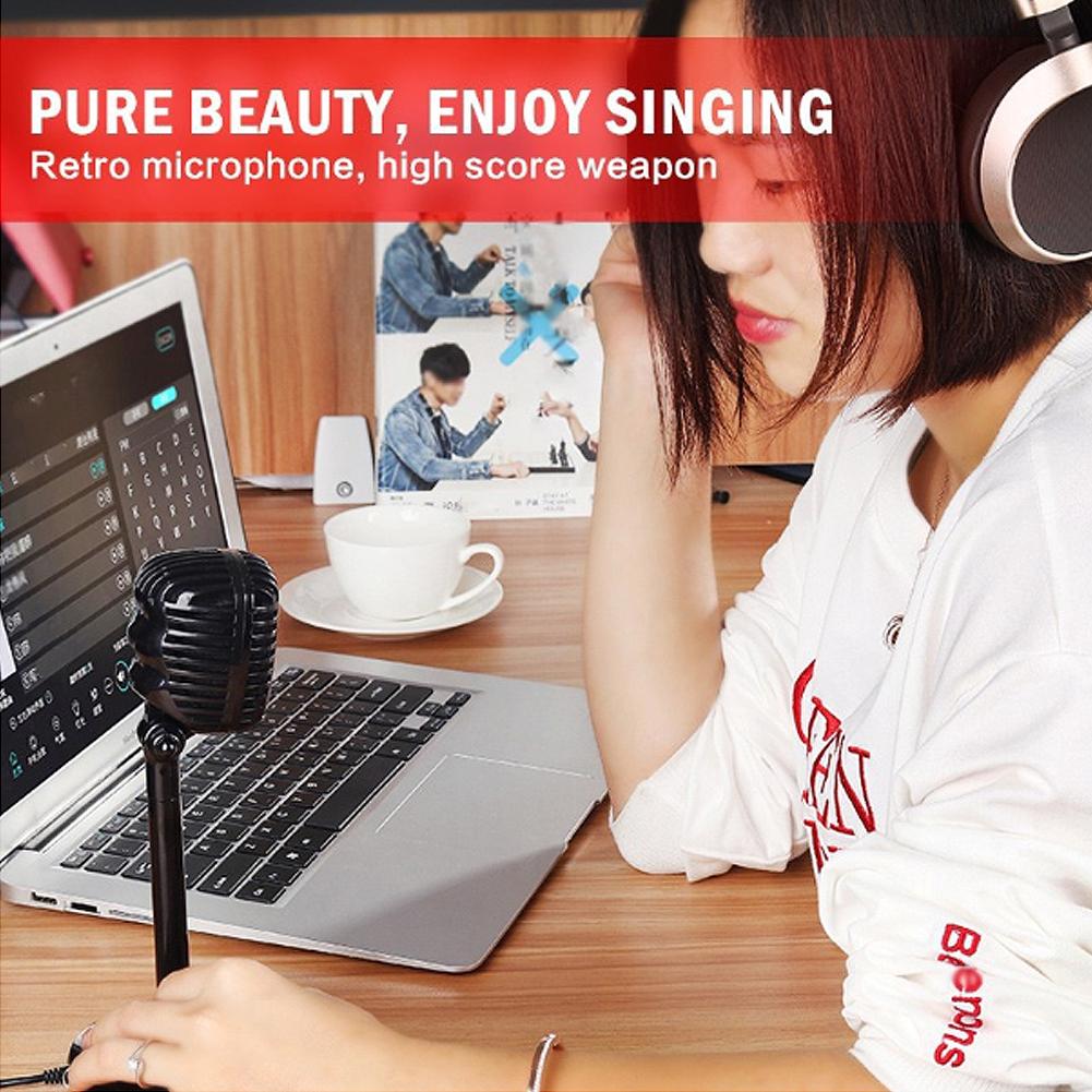 Micrô ngưng tụ có dây Studio HD chống ồn Máy tính bảng USB 3,5 mm cho máy tính Micrô retro chuyên nghiệp | BigBuy360 - bigbuy360.vn