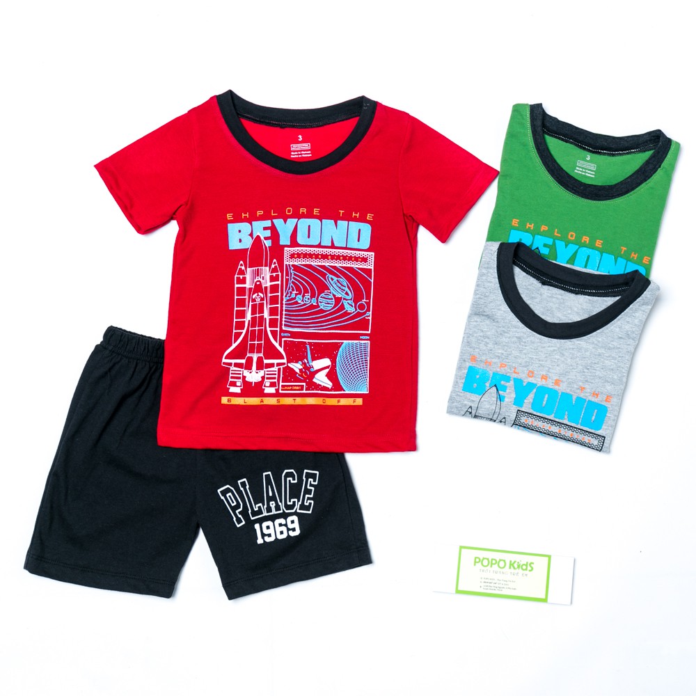 Bộ cộc tay bé trai, đồ bộ bé trai vnxk (Sz 09-21kg)100%cotton [Hình Thật]