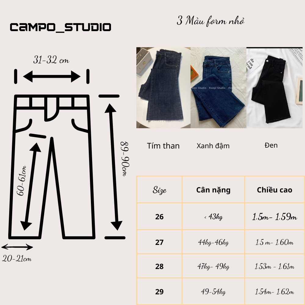 Quần jeans dáng loe CAMPO quần bò đen co giãn cực thích buff dáng siêu đẹp